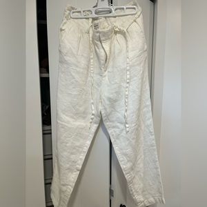 Madewell 100% Linen Pants, White, Size 8